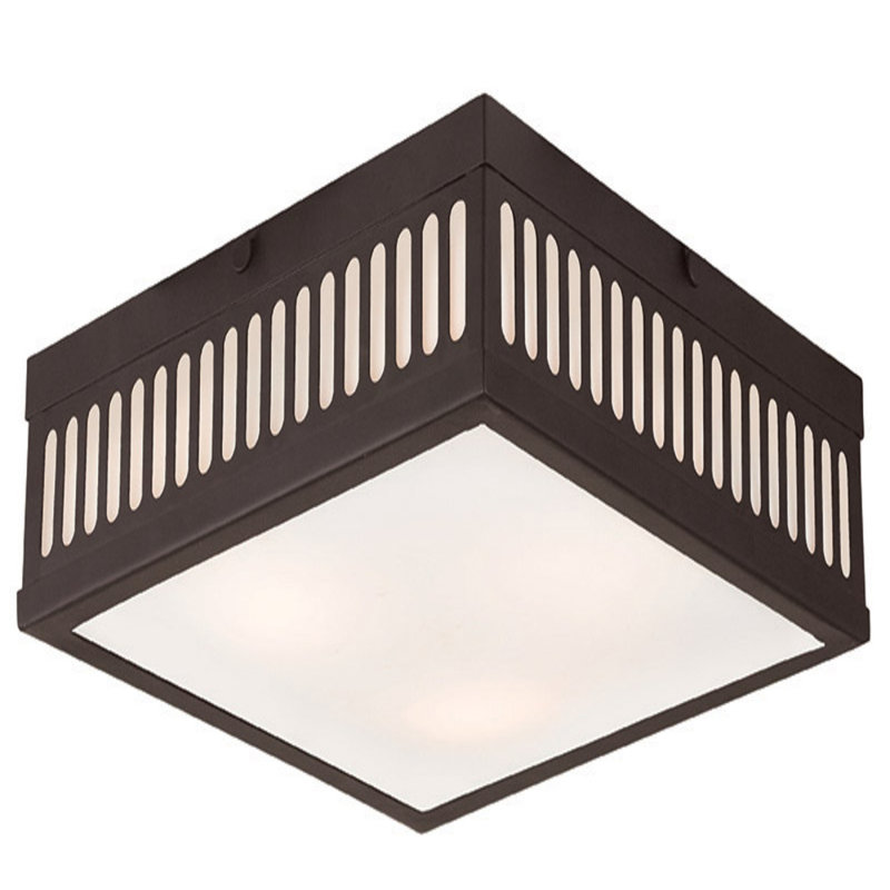 Aliosha Glass Flush Mount, Bronze, 3.75" H x 12.5" W x 12.5" D