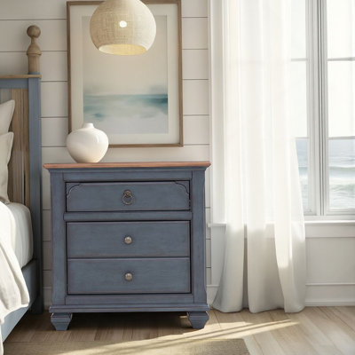 Table de chevet Bridgevine Home Americana, aucun assemblage requis, finition bleu velours côtelé