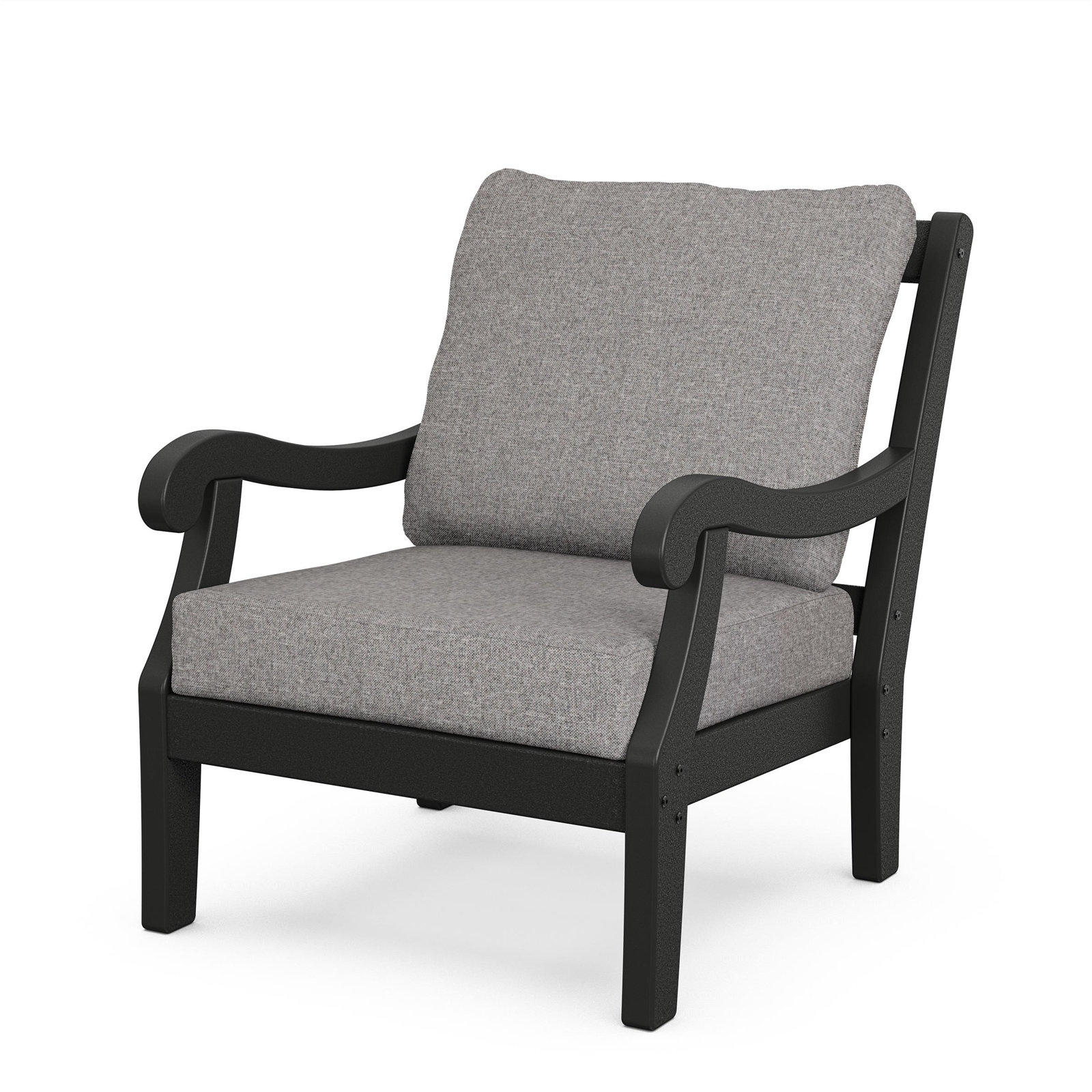 POLYWOOD® Verlyn 5-Person Patio Seating Group, Gray Mist Cushion/Black Frame