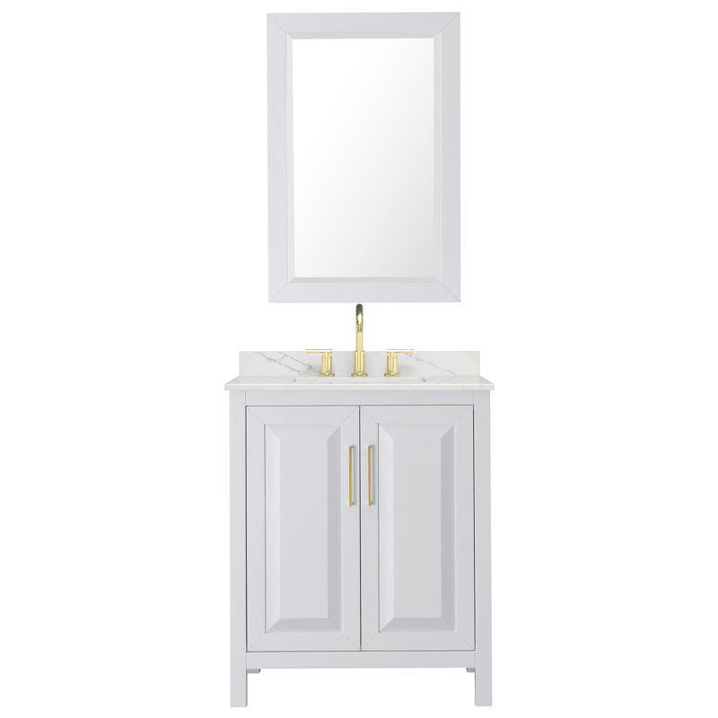 Daria 30'' W Single Vanity, Matte Black, Gray, White Quartz
