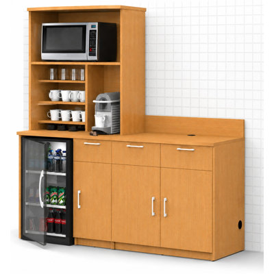Armoire de rangement de bureau à 2 portes avec armoire de réfrigérateur et huche d'organisation supérieure pour salle de pause, armoire à café commerciale, entièrement assemblée, l 72 po x P 24 po x H 76 po, appareils non inclus