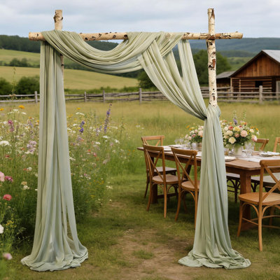 3 Panels Wedding Arch Draping Fabric, 2.5x19.5 ft Chiffon Draping Fabric, Wedding Arbor Drapery for Ceremony Reception Birthday Party Bridal Shower