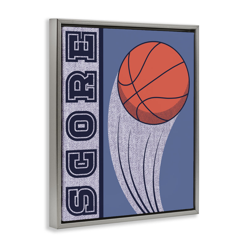 Cadre flottant de basketball Score Score, design par Marcus Prime, H 21 po x l 17 po, Cadre flottant gris lustré