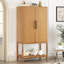 Armoire sophistiquée en placage de chêne avec plusieurs fonctions de rangement, convenant à un bureau, un vestibule, un couloir, un salon, un vestibule-278744417