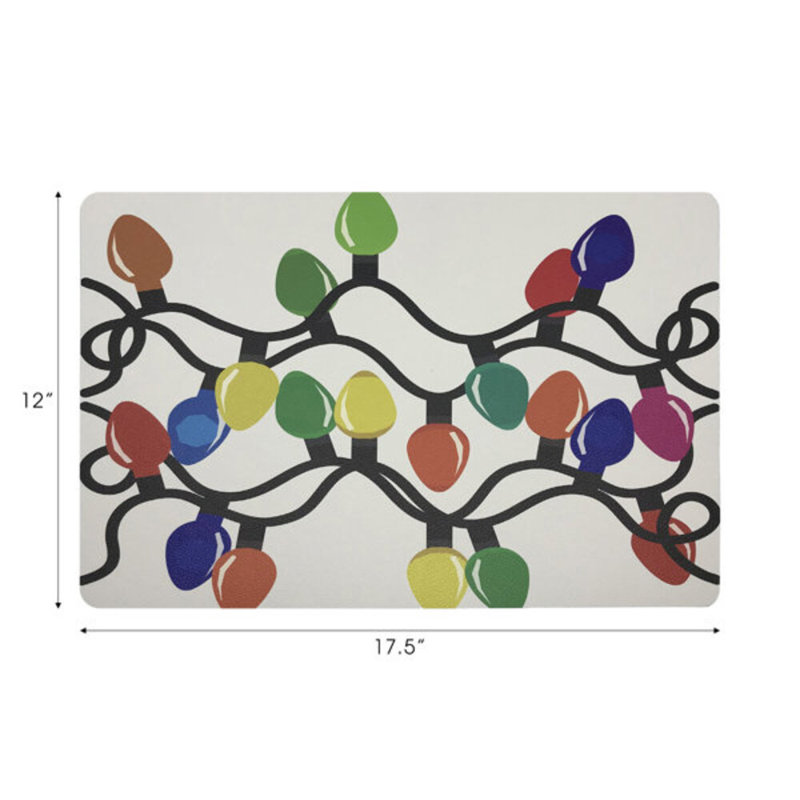 Xmas Vegan Leather Rectangle Placemats, Primaries