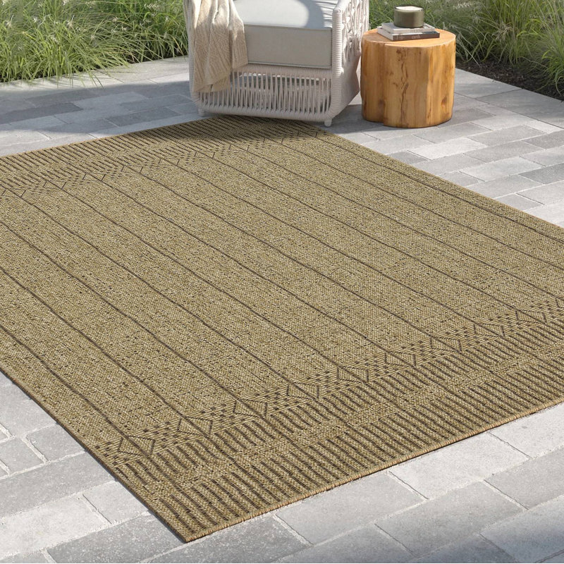 Indoor/Outdoor Area Rug, Rectangle 5'3" x 7'3", Natural/Light Brown