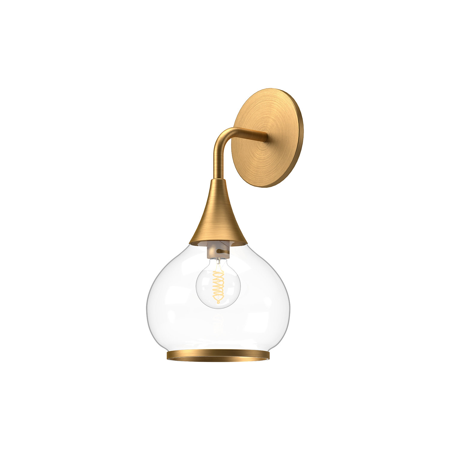 Marsi Single Bath Sconce, Aged Gold, Clear Glass
