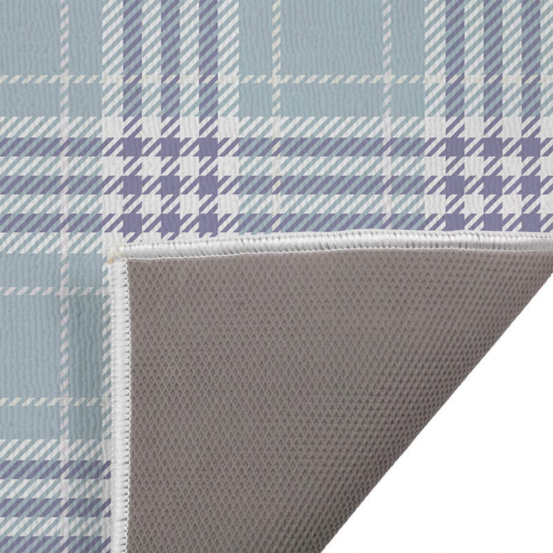 Christopher Plaid Non-Skid Bath Mat, Single - 24" L x 17" W, Blue/Purple