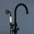 Topcraft Double Handle Floor Mounted Freestanding Bathtub Faucet Tub Filler with Handheld Shower, Matte Black-69763895
