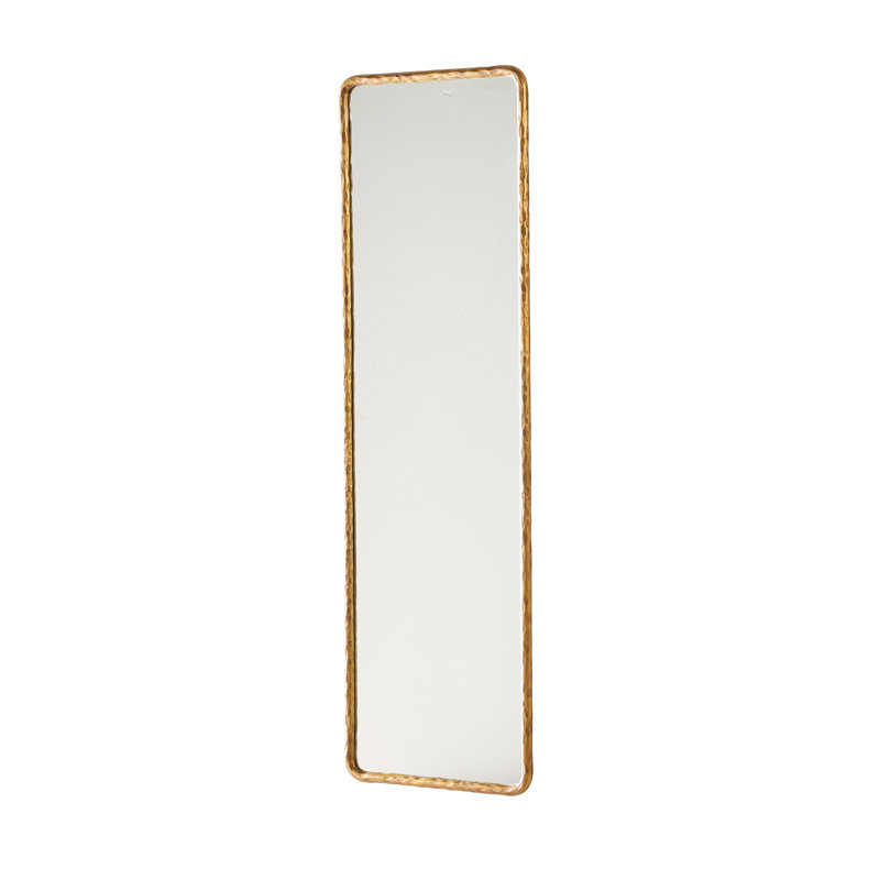Hammered Flat Solid Wood Wall Mirror, Gold