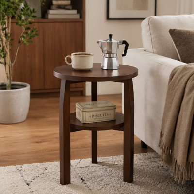 2-Tier Solid Wood Round End Table