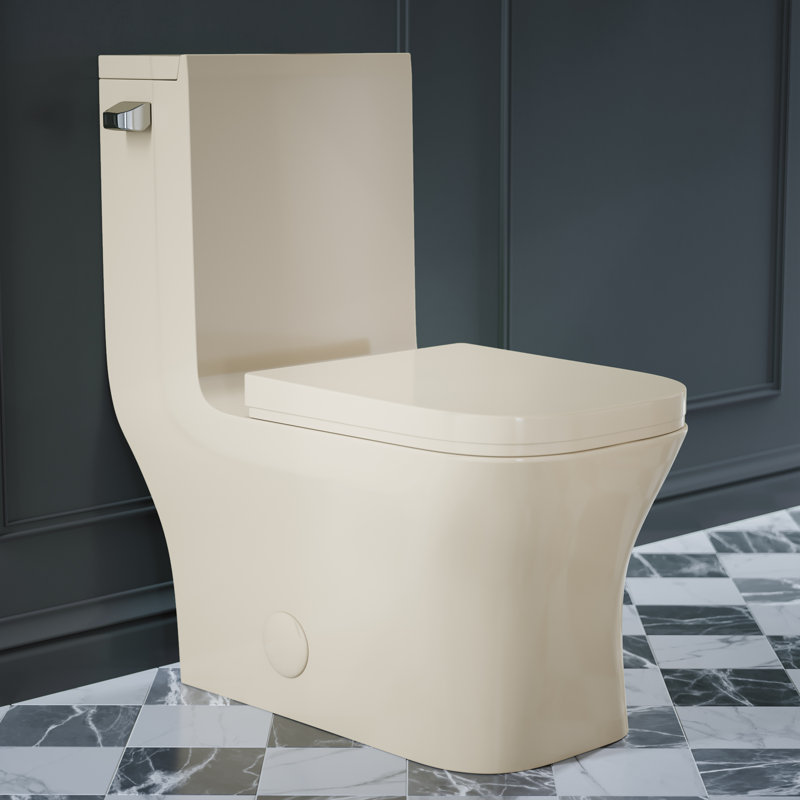 Toilette carrée encastrée à gauche à une pièce Concorde 1,28 gpc en bisque, Bisque, Gauche