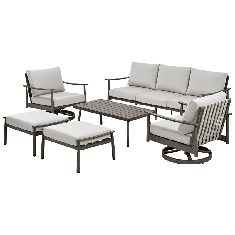 Mariene 5 - Person Patio Conversation Set with Cushions, Gray, Gray