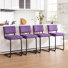 Franca Low Back Tufted Velvet Upholstered Counter/Bar Stool With Steel Sled Fram(Set of 4)