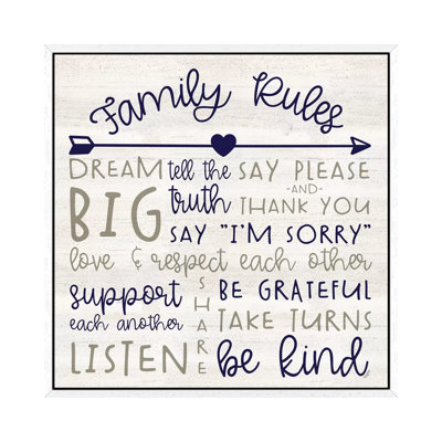 Family Rules III Farmhouse 1 Piece Wall Art on Canvas