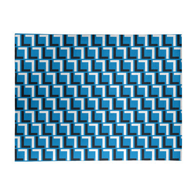 Tapis géométrique bleu / noir / blanc