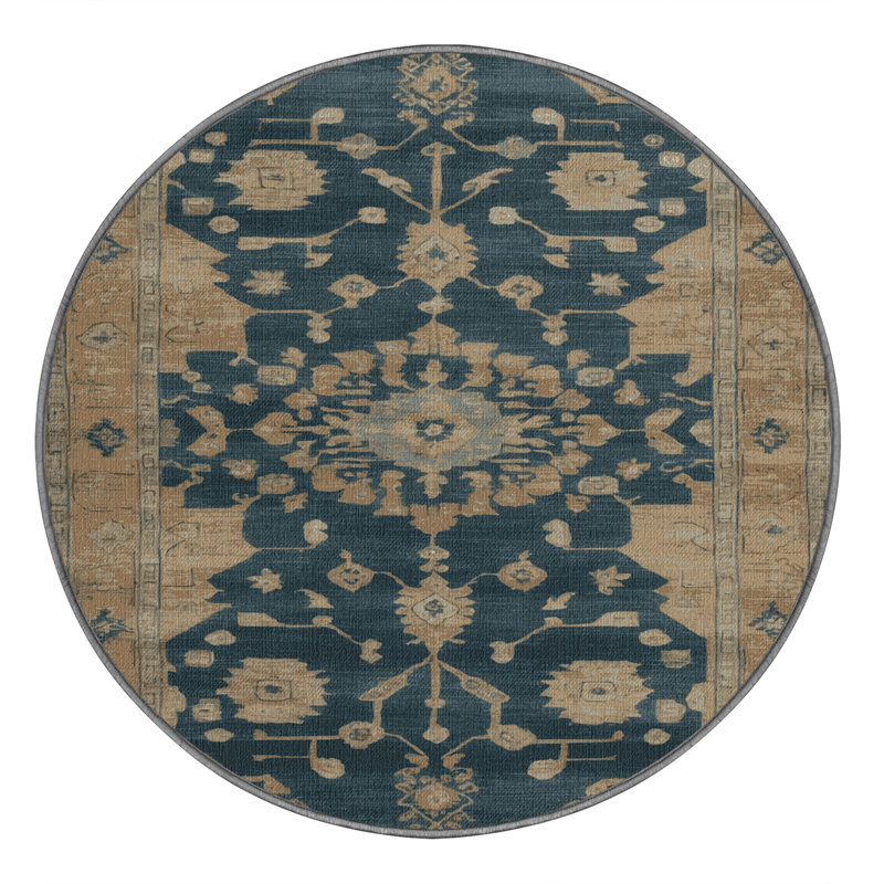 Tapis brun lavable à la machine, Rond 3 pi