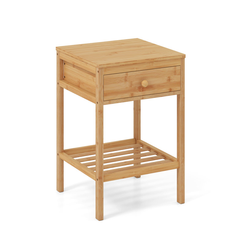 40cm W Bamboo / Rattan Bedside Table