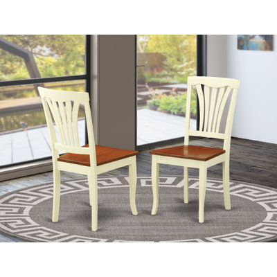Avon Kitchen Dining Chairs - Slat Back Solid Wood Seat Chairs, Set of 2, Buttermilk & Cherry