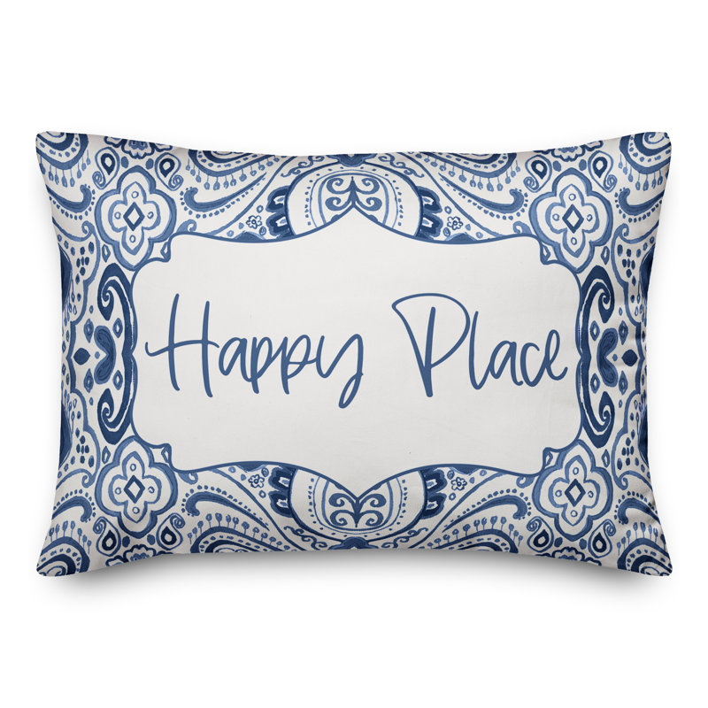  Housse de coussin rectangulaire et insert Happy Place, Bleu