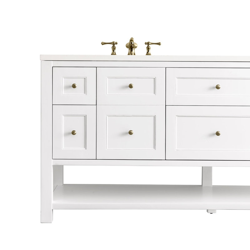 Breckenridge 72'' W Double Vanity, Bright White, White Zeus, 8" Widespread