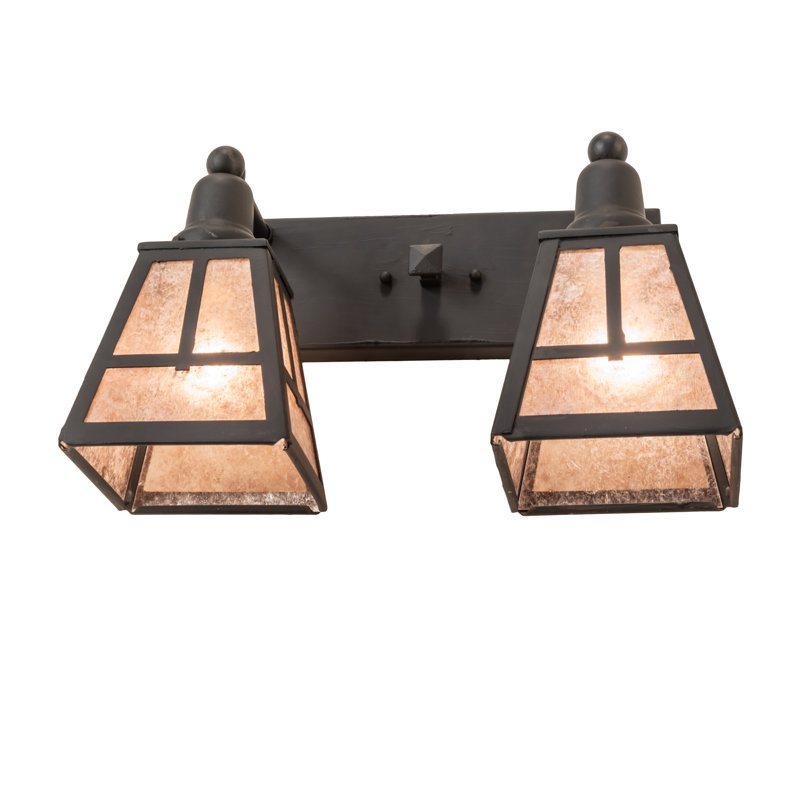 "T" Mission 3-Light Vanity Light, 10.25" H x 17" W x 8.5" D, Silver, Costello Black Hand Rubbed Iron