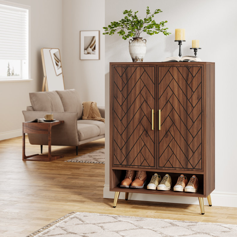 Walnut Shoe Cabinet for Entryway