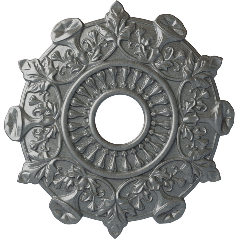 Endurathane Preston Ceiling Medallion, 17 1/2"OD x 4"ID x 1"P (Fits Canopies up to 4"), Hand-Painted Platinum Finish