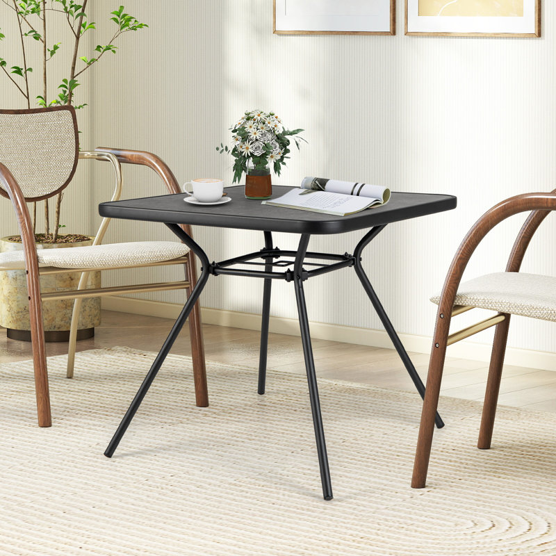 Square Metal Outdoor Bistro Table With Umbrella Hole , 80cm cm W 80cm cm D