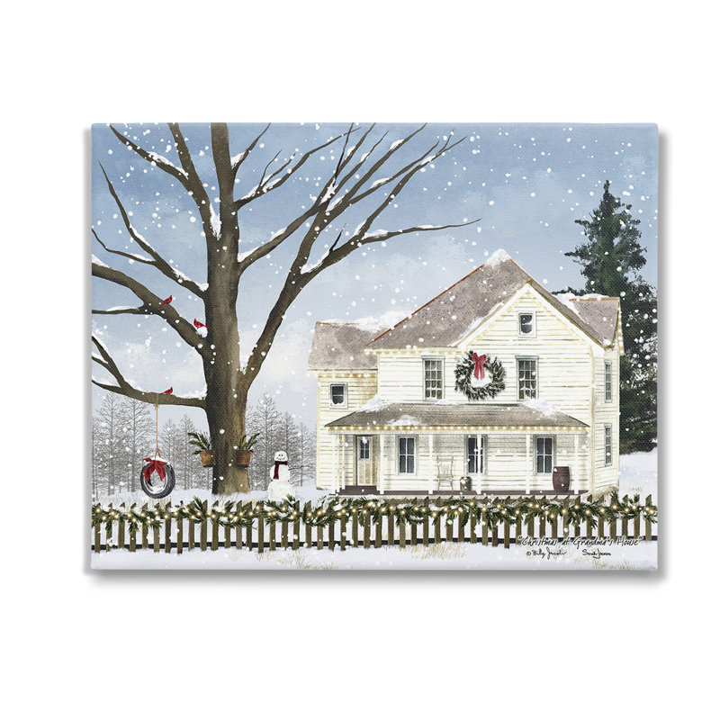 " Charming Winter Neighborhood " by Billy Jacobs, 16" H x 20" W x 1.5" D
