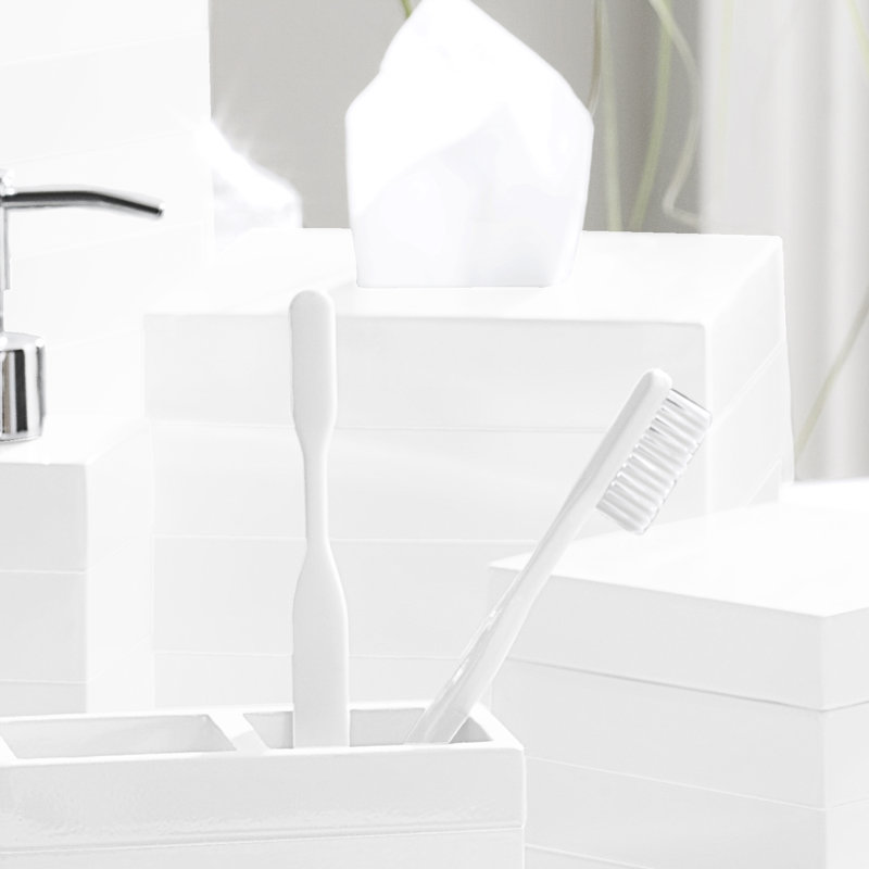 White Lacquer Stripe Tissue Holder and Dispenser