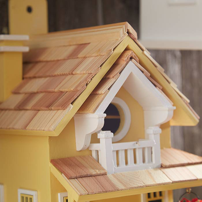 Yellow Pine Shingle Backyard Bird Cottage with Flower Boxes