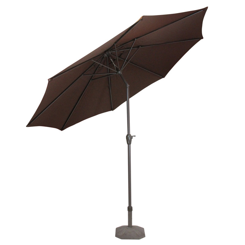 Parasol de marché 8 pi lb international, Inclinaison manuelle, Brun