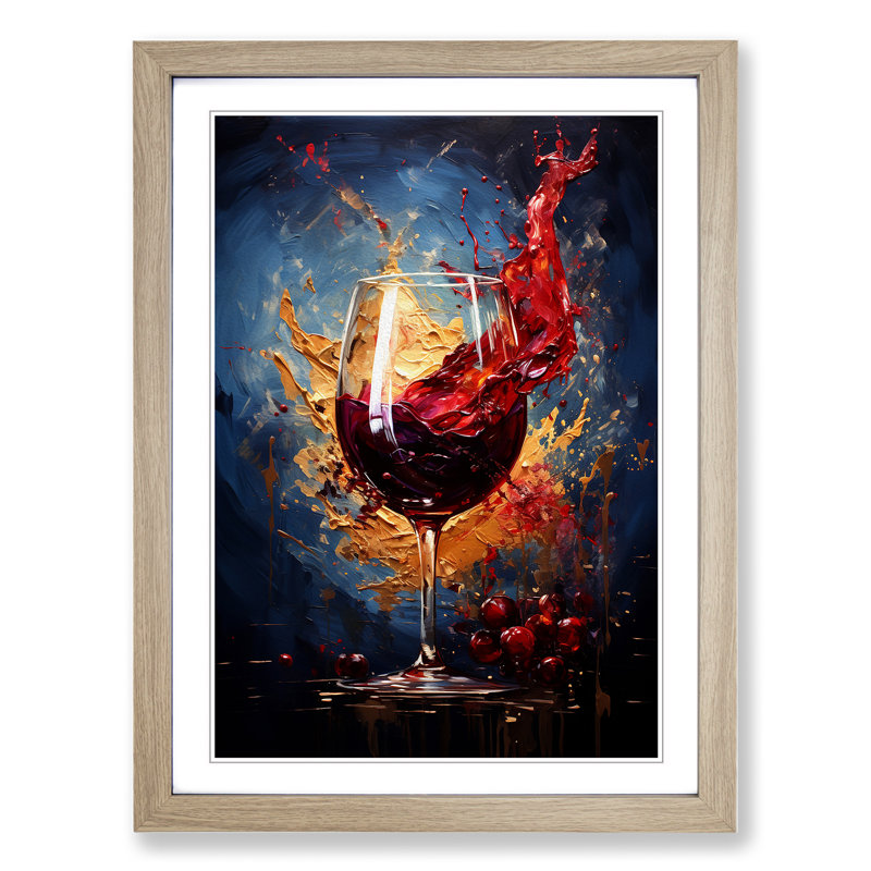 Wine Abstract - Single Picture Frame Print on Wood, Oak, 34cm H x 25cm W x 2cm D