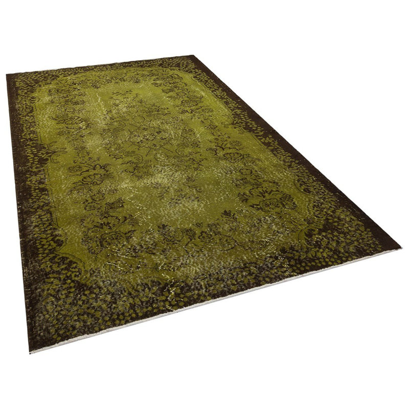 Tapis oriental turc vert en laine noué à la main