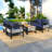 Multi-person Outdoor Sofa Set With A Table, 2 Single Chairs, 1 Double Chairs, Rattan Decoration And Sturdy Iron Frame-1333719933