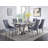 Eardie Rectangular Dining Table in Light Grey and Mirrored Silver
