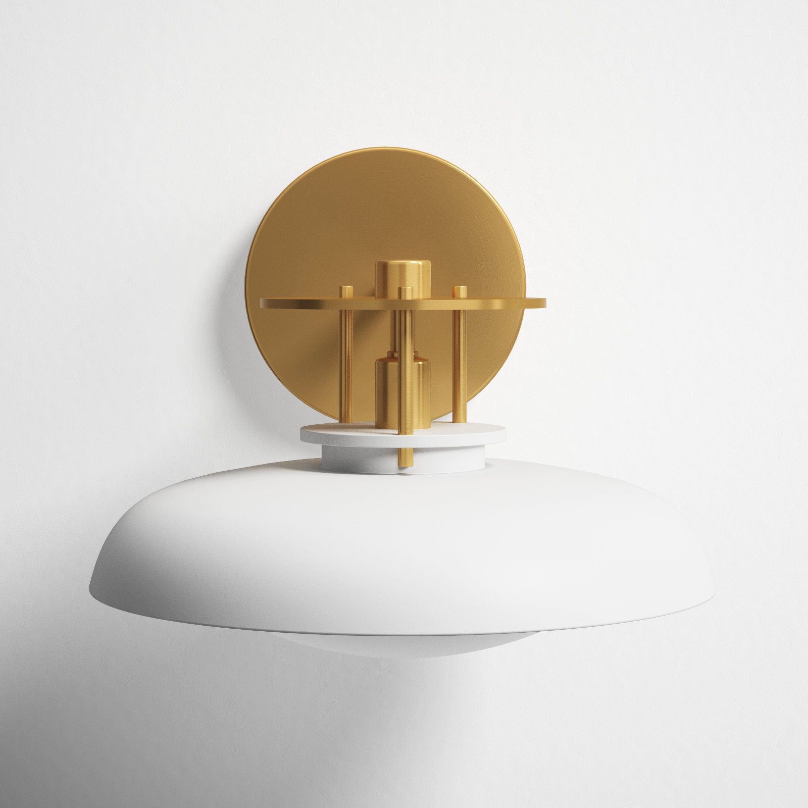 Single Light Dimmable Bath Sconce, White/Warm Brass