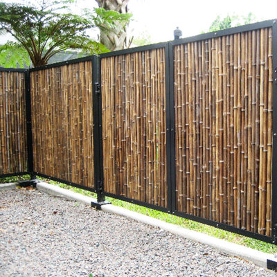 Black Bamboo Fencing Decorative Privacy Screen Fence Panel by Backyard X-Scapes