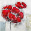 Impression abstraite de fleurs rouges - décor encadré botanique blanc