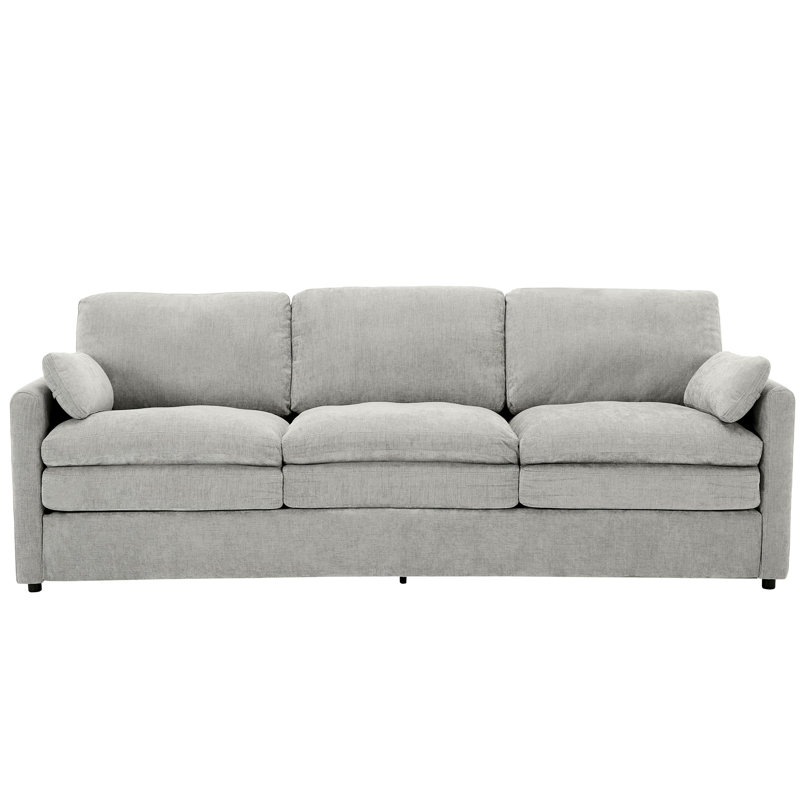 89" Cozy Upholstered 3-Seater Sofa Oversized Comfy Cloud Sofa Double Cushion 3-Seater Sofa Plush Cushion Sofa Couch For Living Room , Light Grey