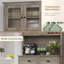 Grand garde-manger 71 po avec tablette à micro-ondes 71 po, 2 tiroirs, 5 portes, tablettes réglables, gris-211118010