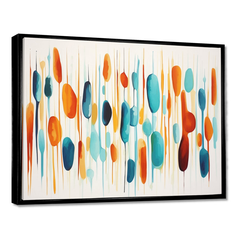 «Walking In The Autumn Woods - Abstract Wall Art Living Room», Toile avec cadre flottant noir, H 12 po x l 20 po x P 1 po