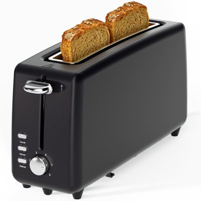 2 Slice Stainless Steel Long Slot Toaster, 6 Shade Settings, 10" Slot For Bagels & Bread, Defrost Cancel Function, Removable Crumb Tray,White