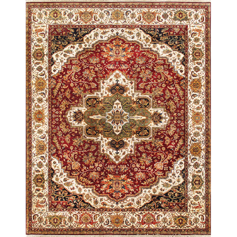 Handmade Red Wool 8' x 10' Rectangular Area Rug