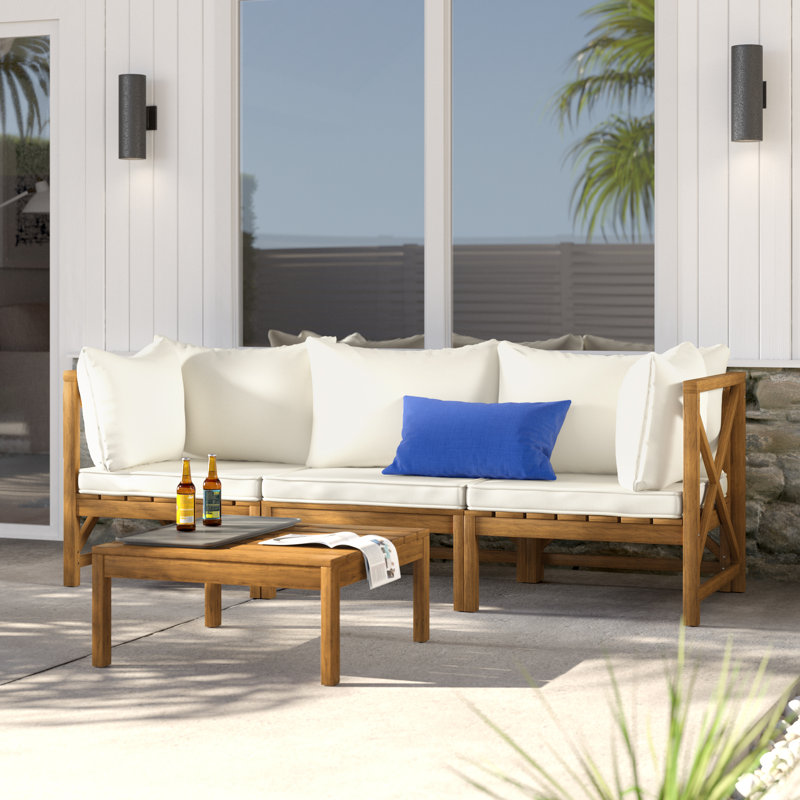 Ensemble de conversation modulaire avec coussins 4 pièces Wimmer, Naturel, Beige