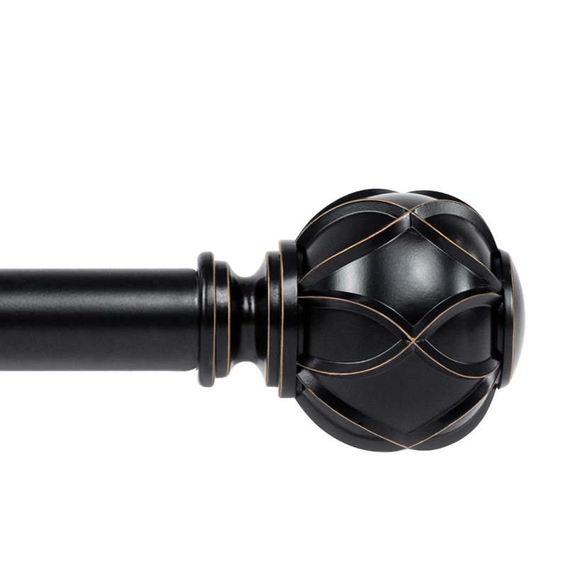 Tringle à rideaux simple ajustable Derra, 36" - 72", Noir, noir, noir, noir