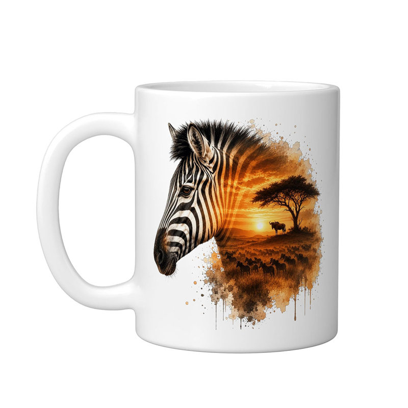 Zebra Savanna Sunset Ceramic Mug, 11oz