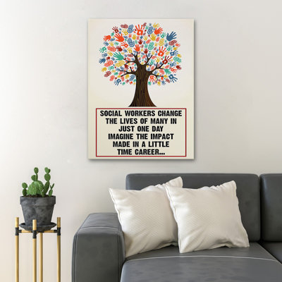 «A Tree of Hands» - Travailleur social qui change la vie, ne s'applique pas - Impression sur toile tendue