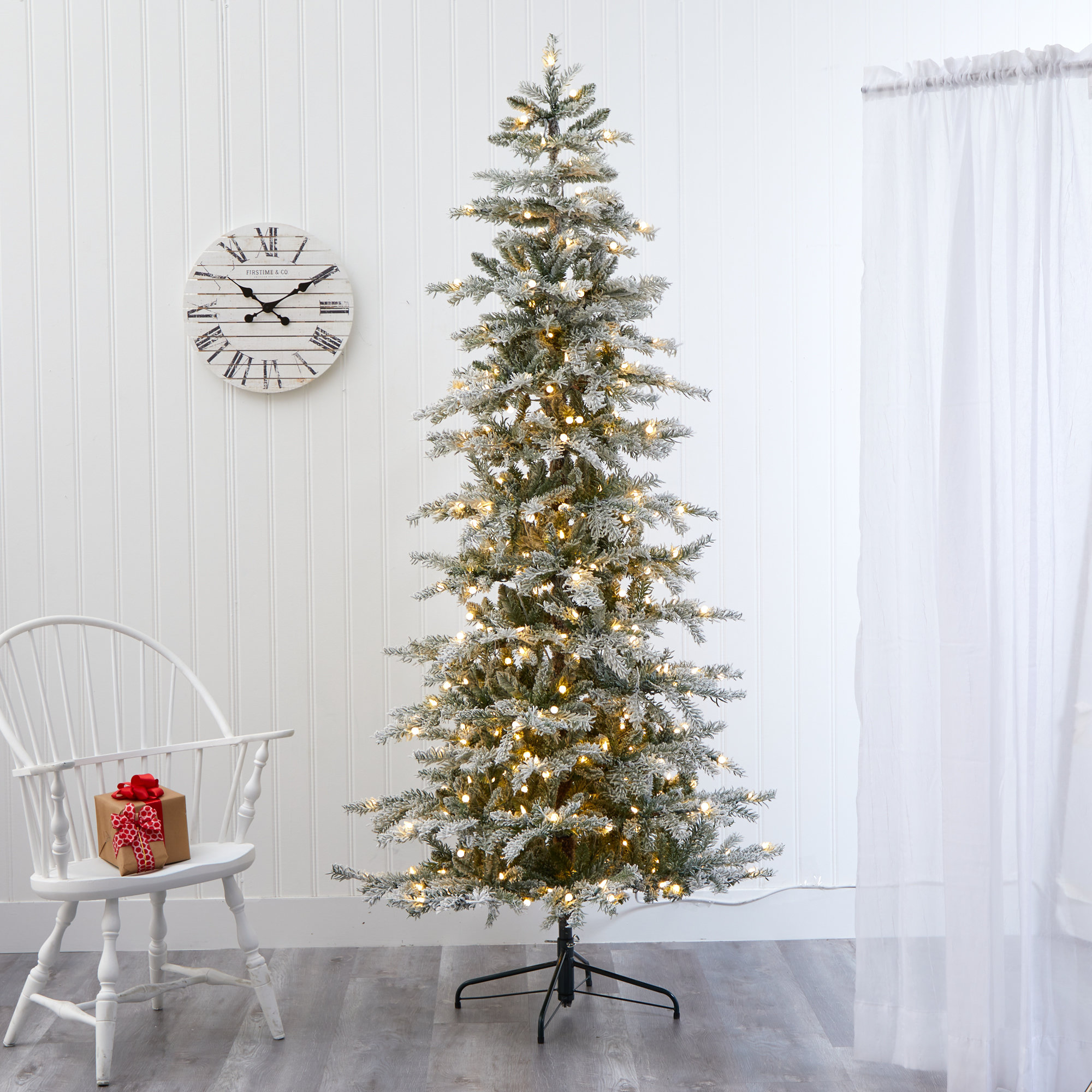 Lighted Artificial Spruce Christmas Tree, 7.5' H